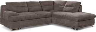 Mivano Ecksofa Coast / Große Sofagarnitur in L-Form mit Ottomane rechts / 264 x 88 x 217 / Mikrofaser: Dunkelbraun