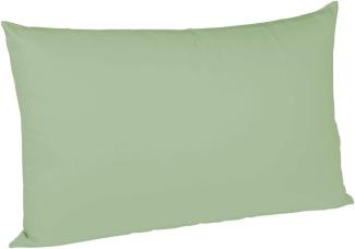 2 Stück Fleuresse Mako-Satin Kissenbezüge 40x60 cm uni mit RV DP 1525 jadegrün