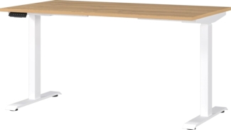 Germania Schreibtisch 7905-552, in Grandson-Eiche-Nb./Weiß, EL. höhenverstellb, 140 x 120 x 80 cm (BxHxT)
