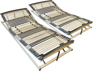 2x Ergonomischer Lattenrost 80x200 cm verstellbar - Lattenrost Set KV - 7-Zonen Lattenrost 80 x 200 cm Doppelpack - fertig montiert - 44 Leisten - Kopf- und Fußteil verstellbar - 2er Set - 80/200