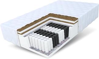 Matratze 90x200 Taschenfederkern 7 Zonen Kokos HOME DOUBLE 21 cm Premium H3 H5