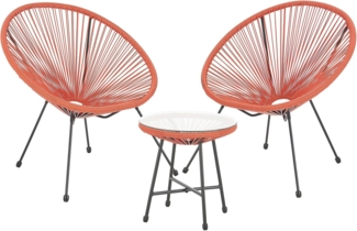 SVITA Bali Balkon-Möbel 3-TLG. Polyrattan Lounge-Set Balkon-Set Terracotta Orange