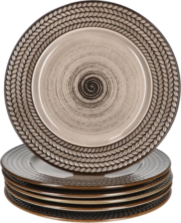 MÄSER Frühstücksteller Mäser Prospero 6x Kuchenteller Porzellan Frühstücks-Teller braun