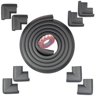 Kantenschutz Schaumstoff von Fairy Baby | Kantenschutz Eckenschutz | Kantenschutz Kinder Schwarz, Grau, Sahne, Braun | für Tische, Platten, Kommode (6M, Schwarz)