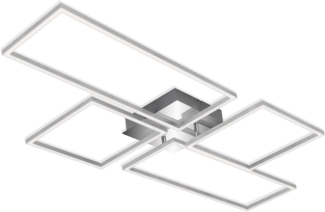BRILONER - LED Deckenlampe mit Fernbedienung, dimmbar, einstellbar von warmweiß bis neutralweiß, LED Lampe, Deckenleuchte, Wohnzimmerlampe, Schlafzimmerlampe, Küchenlampe, 110 x 54 x 9,8 cm, Chrom-Alu