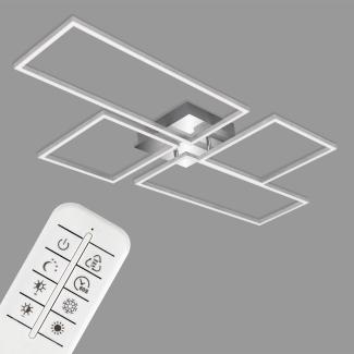 BRILONER - LED Deckenlampe mit Fernbedienung, dimmbar, einstellbar von warmweiß bis neutralweiß, LED Lampe, Deckenleuchte, Wohnzimmerlampe, Schlafzimmerlampe, Küchenlampe, 110 x 54 x 9,8 cm, Chrom-Alu