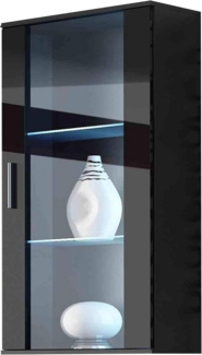Hängevitrine Soho S02 (Farbe: Schwarz / Schwarz Hochglanz, mit RGB LED Beleuchtung)
