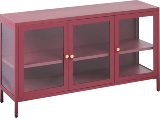 Vitrine mit Glastüren NEWPORT Metall 115 cm 35 cm Dunkelrot