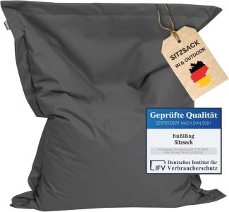 BuBiBag XXL Sitzsack, Outdoor Sitzsäcke für Kinder und Erwachsene, Bodenkissen Beanbag Fatboy wetterfest (Anthrazit 160x145 cm)