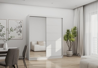 imoebel24 Schwebetürenschrank BONO 05 160 cm - Weiss Matt