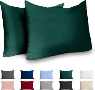 Dreamzie Kissenbezug 40x60 Baumwolle Renforcé (2er-Set) - Grün - Dicht gewebt mit 57 Fäden/cm² - Kissenbezug 40x60 - Oeko Tex Zertifiziert
