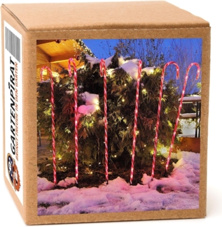 Gartenpirat LED-Lichterkette 6er-Set Zuckerrohrstab Zuckerstange Gartenstäbe Weihnachtsdeko außen