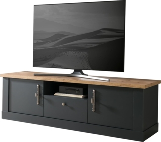 TV-Lowboard Ribera in grau und Eiche Wotan Landhaus 158 cm