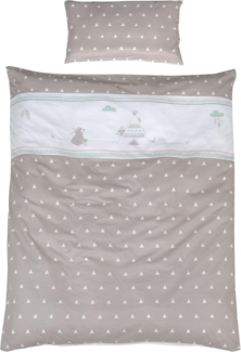 roba Bettwäsche 'Indibär' - 100 x 135 cm - 2-teilig - Baumwolle - Beige / Weiß
