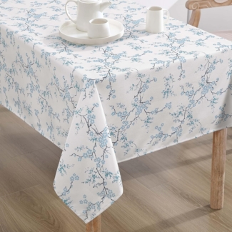 Laura Ashley Dekorative Tischdecke, Knitter- und schmutzabweisend, auslaufsicher, wasserabweisend, pflegeleicht, waschbar, Polyestergewebe für Esszimmer, Küche, Urlaub und Party, 152,4x259,1 cm