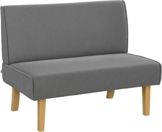 HOMCOM 2-Sitzer Couch mit Cord-Optik, Holzbeine, Gepolsterter Polstersofa, 1 Teile, für Schlafzimmer, Wohnzimmer, 110 x 62 x 85 cm, Grau