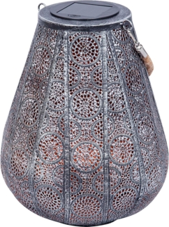 Dehner Solar-Laterne Scala, Ø 20 cm, Höhe 25 cm, Metall/Kunststoff, Lichtfarbe warmweiß, grau/silber