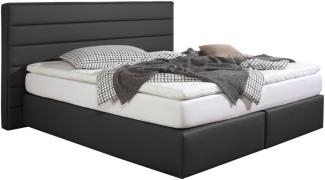 Maintal Boxspringbett Toulouse, 180 x 200 cm, Kunstleder, Tonnentaschenfederkern Matratze H2, Schwarz