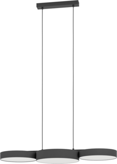 Eglo 900854 LED Hängeleuchte BARBANO-Z Stahl, Textil, Kunststoff schwarz, weiss 3X7,5W 2700-6500K L:82cm B:30cm H:110cm dimmbar mit Connect-Z Funktion