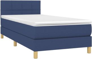 vidaXL Boxspringbett mit Matratze & LED Blau 100x200 cm Stoff 3133699