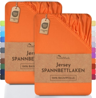 NatureMark 2er Pack Kinder Jersey Spannbettlaken, Spannbetttuch 100% Baumwolle in vielen Größen und Farben MARKENQUALITÄT ÖKOTEX Standard 100 | 70x140 cm - terrakotta