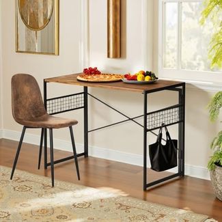 FurnitureR Esstisch Klappbar 100x50 cm - Gästetisch faltbar mit Stahlrahmen, 50kg, für 4 Personen, klappbar 5,5cm (Braun Holzoptik)
