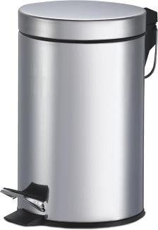 King Home P1580005 Abfalleimer rund aus Stahl mit Pedal, 5 l, silber Ø 20x28 H
