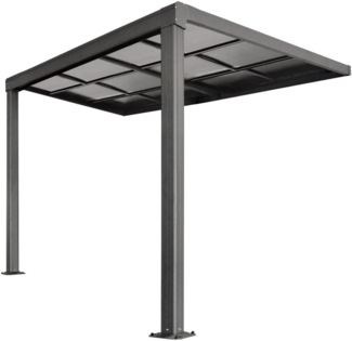 Vente-unique - Terrassendach anlehnend aus Aluminium - Mit Schiebedach - 9 m² - Anthrazit - IZEDA