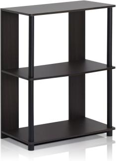 Furinno JAYA Regal mit einfachem Design und 3 Ebenen, holz, Walnuss/Schwarz, 29,5 x 60 x 75,7 cm