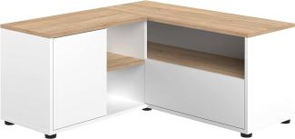 Temahome Angle TV-Schrank Ecke 90, 90 x 90 x 45 cm, Spanplatte, Weiß und Eiche, 90 x 90 x 45 cm