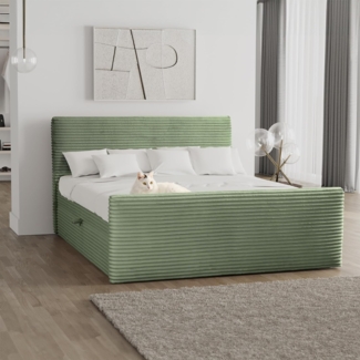 Kaiser Möbel Boxspringbett Boxspringbett mit bettkasten und topper TRENTO stoff Plüsch Cord, mit Topper mit Bettkasten