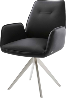 Esszimmerstuhl Zoa-Flex Echt-Leder Schwarz Kreuzgestell kantig Edelstahl Taschenfederkern