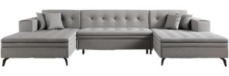 Designer Sofa Vivana mit Schlaffunktion Stoff Grau