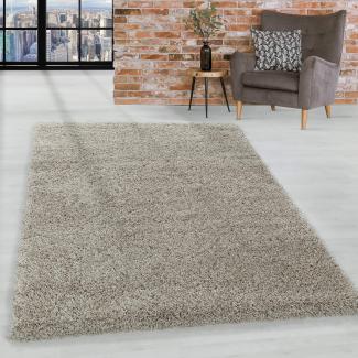 HomebyHome Shaggy Hochflor Wohnzimmerteppich Läufer 80 x 150 cm Natur - Flur Teppich Flauschig, Modern, Plüsch und Extra Weich - Ideal als Bettvorleger im Schlafzimmer und als Küchenläufer