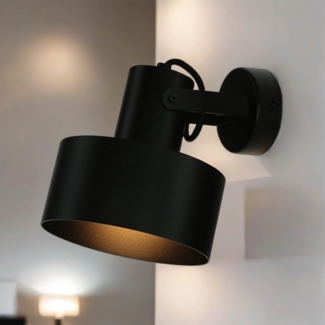 Licht-Erlebnisse Wandstrahler RIF, ohne Leuchtmittel, Spot Lampe Schwarz Metallschirm Aufbaustrahler E27 Wandleuchte Lampe