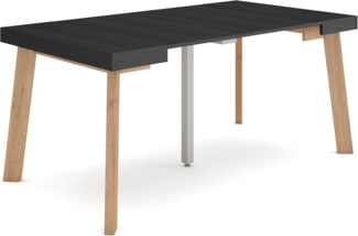 Skraut Home | Ausziehbarertisch | Multifunktionaler ausziehbarer | 160 | Für 8 Gäste | Hölzerne Beine | Moderner Stil | Schwarz