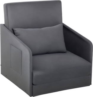 HOMCOM Sessel Einzelsofa Waschbarer Bezug 2 Seitentaschen Kissen (Schlafsofa, 1-St, Schlafcouch), Metall Grau 70 x 76 x 77 cm