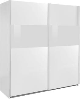 Schwebetürenschrank Bramfeld Kleiderschrank 180x64x198cm weiß Weißglas