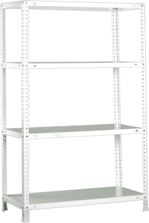 Simonrack Schwerlastregal, Lagerregal, 150 x 80 x 40 Metallregal, Kellerregal, Biegestelle 100 kg, 4 Fachböden, Weiss - Comfort