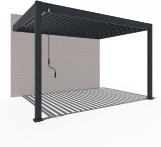 Weide Deluxe Wand-Pavillon | Voll-Alu-Pavillon | 3x4 M | Lamellendach anthrazit | Wall Pergola