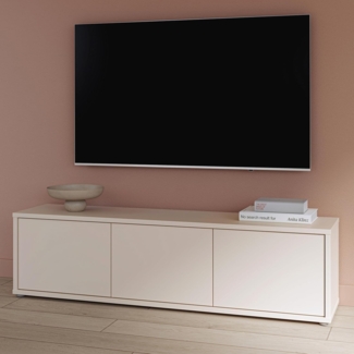 Forte Alice Springs TV-Schrank 150 160, modernes Lowboard mit 3 Türen, Wohnzimmer, Holzwerkstoff, Kaschmir/Beige, 154,2 cm breit x 41,5 cm hoch x 34,9 cm tief