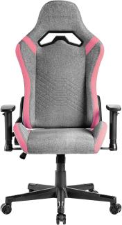 Mars Gaming MGC-PRO, Professioneller Gaming-Stuhl, Atmungsaktive Textiloberfläche, 2D-Armlehnen und 135° Verstellbare Rückenlehne, Soft-Touch Lenden- und Nackenkissen, XL-Rollen, Rosa