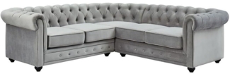 Vente-unique - Ecksofa - Samt - Hellgrau - CHESTERFIELD