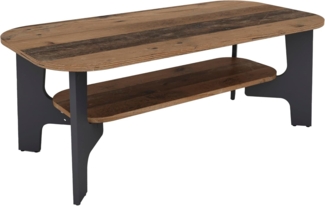 byLIVING Couchtisch JONNY / Melamin Old Wood, Melamin Anthrazit / B 110, H 42,5, T 55 cm / mit Ablageboden