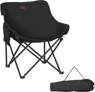 Outsunny Campingstuhl faltbarer Gartenstuhl mit Seitentasche, Stahlrahmen (Klappsessel mit Tragetasche für Pool, Garten, 1 St), Oxfordstoff, Schwarz