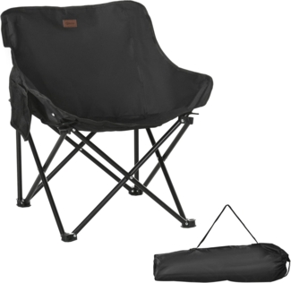 Outsunny Campingstuhl faltbarer Gartenstuhl mit Seitentasche, Stahlrahmen (Klappsessel mit Tragetasche für Pool, Garten, 1 St), Oxfordstoff, Schwarz