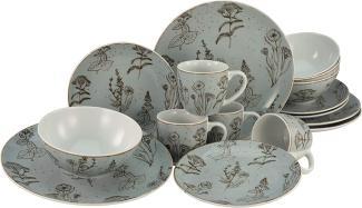 CreaTable 22507 Kombiservice Vintage FLOWERS für 4 Personen, Porzellan, mehrfarbig (1 Set, 16-teilig)
