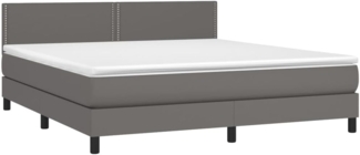 vidaXL Boxspringbett mit Matratze & LED Grau 180x200 cm Kunstleder 3134181