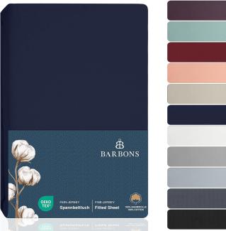 BARBONS Spannbettlaken 160x200cm - 100% Baumwolle Spannbettlaken, Oeko-TEX Zertifiziert, Bettlaken Jersey, Spannbetttuch, Matratzenhöhe bis 25 cm (Navy - 160x200)