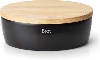Continenta Brottopf Keramik Oval 30 x 23 x 13,5 cm Schwarz